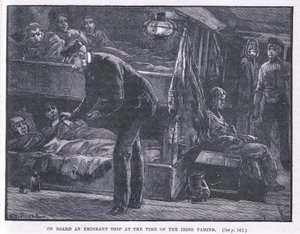 आयरिश अकाल 1846 ई। के समय एक आप्रवासी जहाज पर