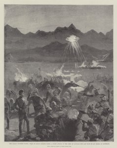 भारतीय फ्रंटियर राइजिंग, सर बिंडन ब्लड्स फोर्स के साथ, नवागई में शिविर पर एक रात का हमला, अंतिम प्रकोप 4000 गज की दूरी पर द्वारा William Heysham Overend
