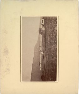1871 के प्रवेश द्वार पर एकत्रित कई लोगों के साथ एक स्टाकडे का दृश्य (सीपिया फोटो) द्वारा विलियम हिक्स जैक्सन