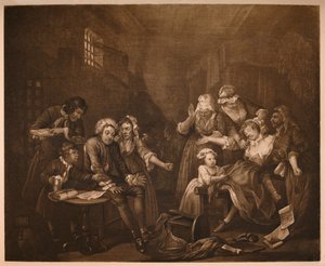अ रेक प्रोग्रेस - 7: फ्लीट प्रिज़न, 1733। द्वारा विलियम होगार्थ