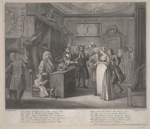 एक महिला एक नागरिक के लिए एक बच्चे को शपथ ग्रहण, c.1730-35 (नक़्क़ाशी) द्वारा विलियम होगार्थ