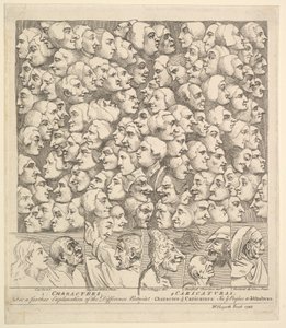 वर्ण और कैरिकेट्रास, अप्रैल 1743। द्वारा विलियम होगार्थ