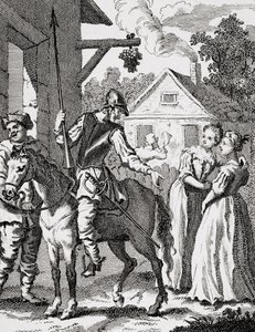 डॉन क्विक्सोटे और सांचो पांजा एक इन में, 1798 प्रकाशित द्वारा विलियम होगार्थ