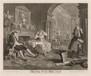 फैशनेबल विवाह: प्लेट II, 1745। द्वारा विलियम होगार्थ