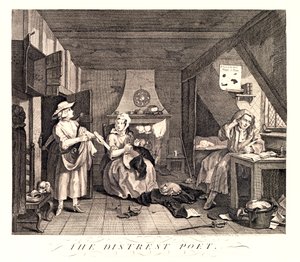 द डिस्ट्रैस्ट कवि, 1741 द्वारा विलियम होगार्थ