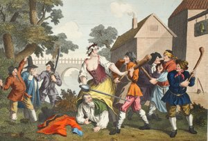 शमूएल बटलर (1612-80) द्वारा &39;हुदिब्रस&39; से ट्रूला के लिए नाइट सबमिट्स, &39;हॉगर्थ रिस्टोर्ड: द होल वर्क्स ऑफ द सेलेब्रेटेड विलियम होगार्थ, का चित्रण थॉमस कुक&39; द्वारा पुनः प्रस्तुत किया गया। 1812 द्वारा विलियम होगार्थ