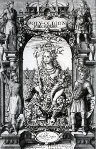 1622 में प्रकाशित माइकल ड्रायटन द्वारा &39;पॉली-ऑलबियन&39; के सामने का भाग