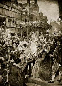 मैरी क्वीन ऑफ़ स्कॉट्स ने एडिनबर्ग में प्रवेश किया, 1561, &39;हचिंसन की कहानी ब्रिटिश राष्ट्र की कहानी&39;, c.1923