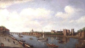 लैम्बेथ पैलेस में टेम्स का दृश्य, c.1770 द्वारा विलियम जेम्स