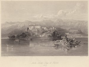 लेक्ची द्वीप, गार्डा झील, इटली (उत्कीर्णन) द्वारा विलियम लीटन (बाद) लीच