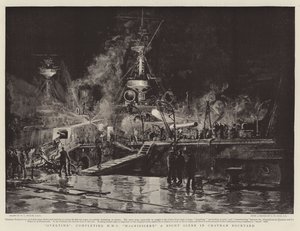 ओवरटाइम, HMS शानदार, चैथम डॉकयार्ड में एक रात दृश्य को पूरा करना द्वारा विलियम लियोनेल वायली