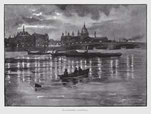 Blackfriars, नाइटफॉल (लिथो) द्वारा विलियम लुकर