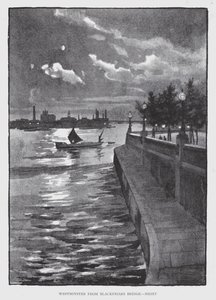 Blackfriars Bridge, रात (लिथो) से वेस्टमिंस्टर द्वारा विलियम लुकर
