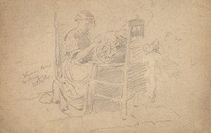विनीशियन लेस मेकिंग, 1877-8 (ग्रेफाइट ऑन पेपर) द्वारा विलियम मेरिट चेज़