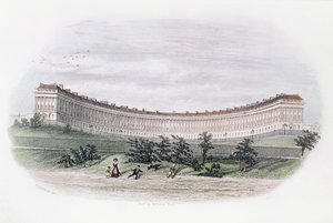 रॉयल क्रिसेंट, बाथ, पार्क से, जे। शुरी द्वारा उत्कीर्ण, c.1840 द्वारा बाथ के विलियम एन हार्डविक