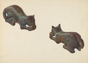 कैट एंड बॉल कॉइन बैंक, c. 1939. द्वारा विलियम ओ. फ्लेचर
