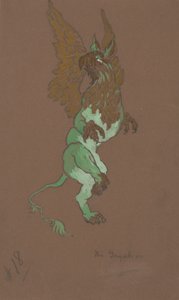 एलिस-इन-वंडरलैंड, 1915 के लिए ग्रिफ़ॉन पोशाक डिजाइन। द्वारा विलियम पेनहॉलो हेंडरसन