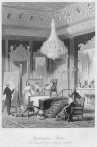 बकिंघम महल। प्रिंसेस रॉयल पोर्ट्रेट के लिए बैठे, c1841 द्वारा विलियम रेडक्लिफ़