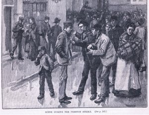 1856 ई। में प्रेस्टन स्ट्राइक के दौरान दृश्य द्वारा विलियम राइनी
