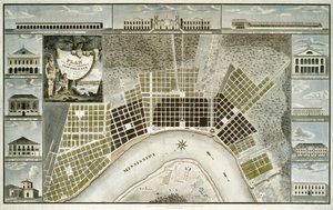 न्यू ऑरलियन्स, 1817 के शहर और उपनगरों की योजना द्वारा विलियम रोलिंसन