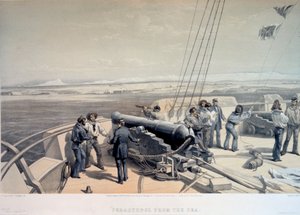 1855 में समुद्र से सेवस्तोपोल का दृश्य।