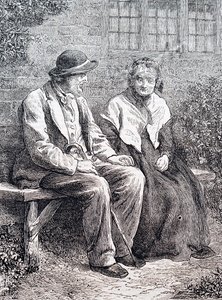 एक बुजुर्ग दंपत्ति। विलियम स्मॉल (1843-1929) द्वारा एक अंग्रेजी चित्रकार। 1880 (उत्कीर्णन) द्वारा विलियम स्मॉल