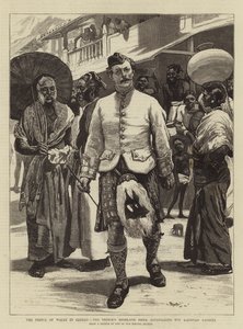 सीलोन में वेल्स के राजकुमार, राजकुमार के हाइलैंड पाइपर ने कैंडियन मूल के लोगों को चकित कर दिया द्वारा विलियम स्मॉल