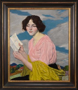 द लव लेटर (पोट्रेट ऑफ़ डोरा लैब्लेट) c.1918 द्वारा विलियम स्ट्रैंड