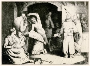 इस दुनिया से तीर्थयात्रियों की प्रगति से आस्थावान, जो जॉन ब्यान (1628-1688) द्वारा आया हुआ है, विलियम स्ट्रैंग द्वारा चित्रण (1859-1921) के चित्रण के बाद विश्वासयोग्य को उसकी तिकड़ी के बाद यातना दी जाती है द्वारा विलियम स्ट्रैंड
