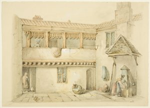 Barstaple's Almshouses, Old Market (कागज पर पेंसिल और वॉटरकलर)