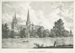 लिचफील्ड कैथेड्रल - दक्षिण दृश्य: लिथोग्राफ, एनडी [1781-1850] द्वारा विलियम वेस्टाल