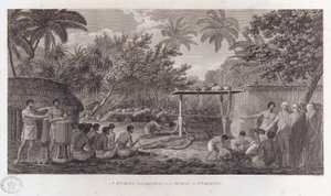 दक्षिण प्रशांत में ताहिती पर मानव बलिदान, c1773
