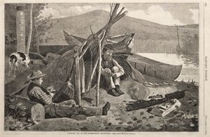 1874 में एडिरोंडैक पर्वत में कैम्पिंग आउट। द्वारा विंसलो होमर