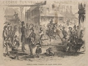 कॉर्नर विंटर, वाशिंगटन और समर स्ट्रीट्स, बोस्टन, 1857। द्वारा विंसलो होमर