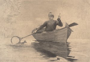 फ्लाई फिशिंग, सरनाक लेक, 1889। द्वारा विंसलो होमर