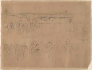 लाइन-अप और ट्रेंच [रेक्टो], 1864। द्वारा विंसलो होमर
