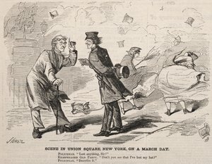 मार्च, 1860 को यूनियन स्क्वायर, न्यूयॉर्क में दृश्य। द्वारा विंसलो होमर