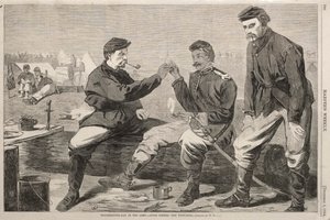 सेना में धन्यवाद दिवस - डिनर के बाद: विश-बोन, 1864। द्वारा विंसलो होमर
