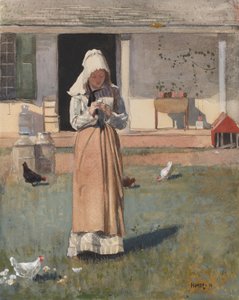बीमार चिकन, 1874 (wc, gouache, और wove पेपर पर ग्रेफाइट) द्वारा विंसलो होमर