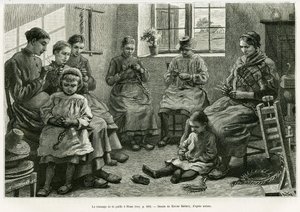 स्ट्रॉ की ब्रेडिंग में स्लज होता है। एडौर्ड चार्टन (1807-1890), हैचेट, पेरिस द्वारा निर्देशित, ले टूर डू मोंडे 1886 में केमिली लेमोनियर द्वारा कहानी ला बेल्जिक को चित्रित करने के लिए जेवियर मेलरी द्वारा उत्कीर्णन।
