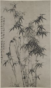 बांस और चट्टानें, c.1760 (कागज पर स्याही) द्वारा झी झेंग