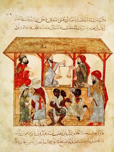 सुश्री अर 5847 f.105, ए स्लेव मार्केट, "अल मकामत" से द्वारा याहया इब्न महमूद अल वासिती