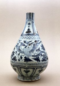 नीला और सफेद फूलदान, युआन राजवंश (1206-1368) (सिरेमिक)
