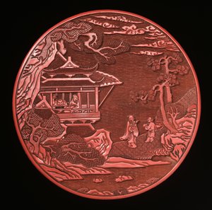 परिपत्र नक्काशीदार सिनबर बॉक्स और कवर (लकड़ी की लकड़ी) (272180 और 272181 भी देखें)
