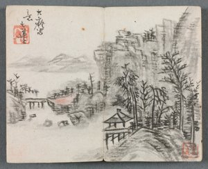 ब्रिज, 1822 के साथ आंकड़े और लैंडस्केप क्लिफ लैंडस्केप के साथ लघु एल्बम।