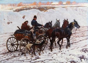 घोड़ागाड़ी (कैनवास पर तेल) द्वारा ज़िग्मंट रोज़वाडोस्की