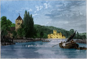 बिशम का अभय, टेम्पलर्स का कमांडरी, बर्कशायर का अर्ल। सीए 1850 (उत्कीर्णन) द्वारा . .