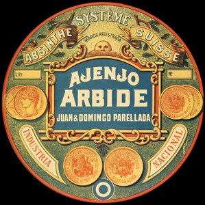 चिरायता Absinthe Arbide के अर्जेंटीना ब्रांड का लेबल द्वारा फ्रेडरिक (एटीआर) बरनार्ड