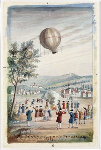 एनोने में एक मोंटगॉल्फियर का पहला उदगम, फ्रांस, 5 जून 1783 द्वारा फ्रेडरिक (एटीआर) बरनार्ड