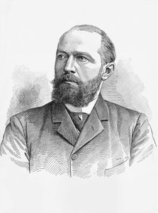 एमिल वॉन बेहरिंग (1854-1917) का पोर्ट्रेट, जर्मन फिजियोलॉजिस्ट और बैक्टीरियोलॉजिस्ट, 1901 में रसायन विज्ञान में नोबेल पुरस्कार, उत्कीर्णन